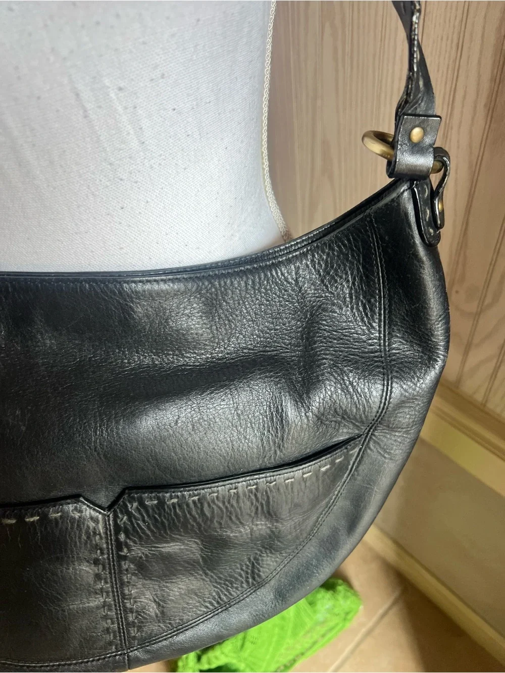 Sigrid Olsen Black Leather Crescent Shoulder Bag